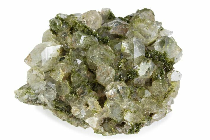 Quartz Crystals on Pistachio-Green Epidote - Turkey #371795
